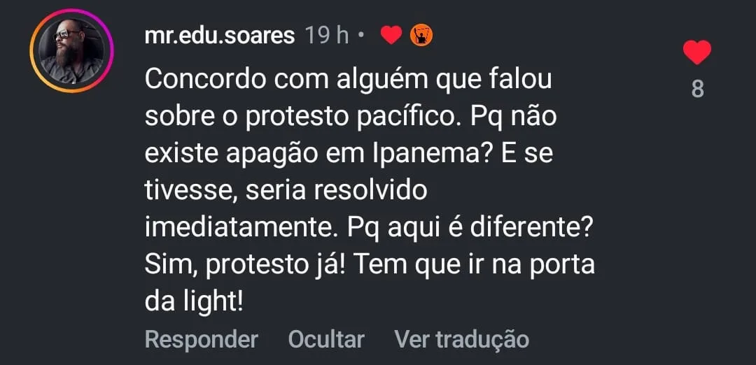 Comentário de seguidor FalaManguinhos!