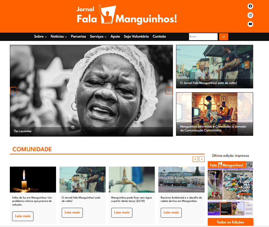 Site Fala Manguinhos! no ar.