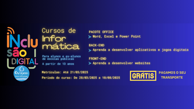 ONG Origem oferece cursos gratuitos de informática em Manguinhos