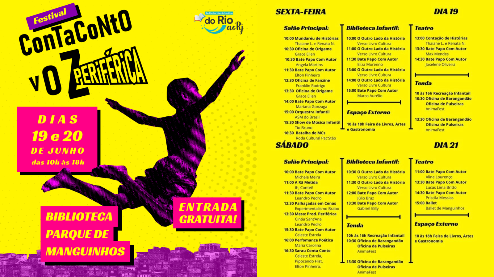 EVENTO LEVA FEIRA LITERÁRIA GRATUITA À BIBLIOTECA PARQUE DE MANGUINHOS